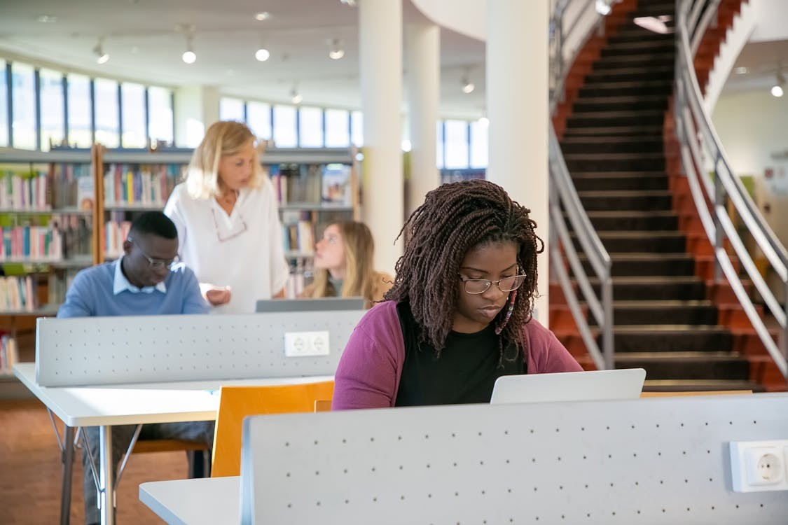 Student studying with laptop