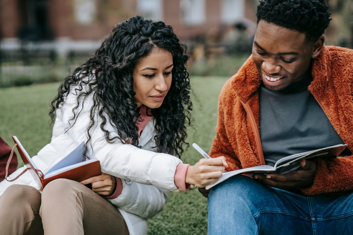 Students studying outdoors