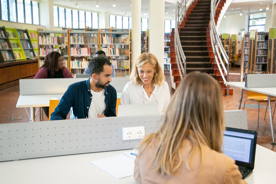 Students in library